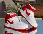 Women's High-Top Sneakers with Red Strap - White and Red - Available at AfnoBazar Nepal