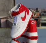 Women's High-Top Sneakers with Red Strap - White and Red - Available at AfnoBazar Nepal