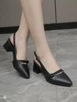Women's Black Block Heel Slingback Shoes - Available at AfnoBazar Nepal