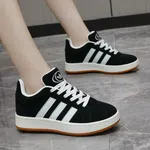 Women's Suede Three-Stripe Sneakers with Gum Sole - Black and White - Available at AfnoBazar Nepal
