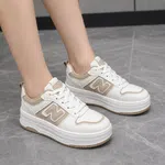 Women's Leather Platform Casual Sneakers - Khaki - Available at AfnoBazar Nepal