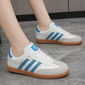 Women's Retro Low-Top Sneakers with Gum Sole - White and Blue - Available at AfnoBazar Nepal