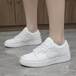 Women's White Leather Lace-Up Sneakers - Available at AfnoBazar Nepal