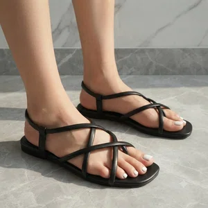 Women's Cross Strap Flat Sandals - Available at AfnoBazar Nepal