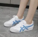Women's Korean Style Retro Sneakers with Side Stripes - White and Blue - Available at AfnoBazar Nepal
