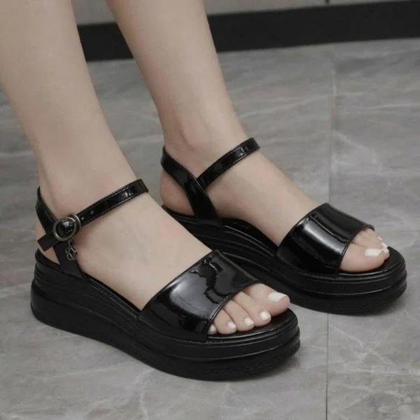 Women's Platform Peep Toe Buckle Heel Sandals - Available at AfnoBazar Nepal