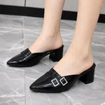 Women's Patent Mule Block Heels - Available at AfnoBazar Nepal