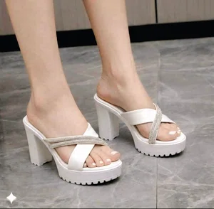 Women's Lightweight EVA Block Heel Sandals - White - Available at AfnoBazar Nepal