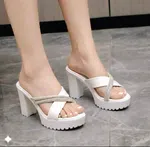 Women's Lightweight EVA Block Heel Sandals - White - Available at AfnoBazar Nepal