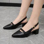 Women's Covered-Toe Platform Buckle Block Heel Sandals - Black and Cream - Available at AfnoBazar Nepal