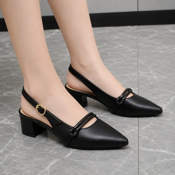 Women's Covered-Toe Platform Buckle Block Heel Sandals - Black - Available at AfnoBazar Nepal