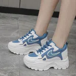 Women's Korean Style Wedge Heel Sneakers - Blue - Available at AfnoBazar Nepal