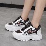 Women's Korean Style Wedge Heel Sneakers - Brown - Available at AfnoBazar Nepal
