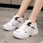 Women's Korean Style Wedge Heel Sneakers - Brown and White - Available at AfnoBazar Nepal