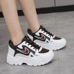 Women's Korean Style Wedge Heel Sneakers - Black, Blue, Brown and White - Available at AfnoBazar Nepal