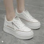 Women's Korean Style Platform Sneakers with Side Zip - White - Available at AfnoBazar Nepal