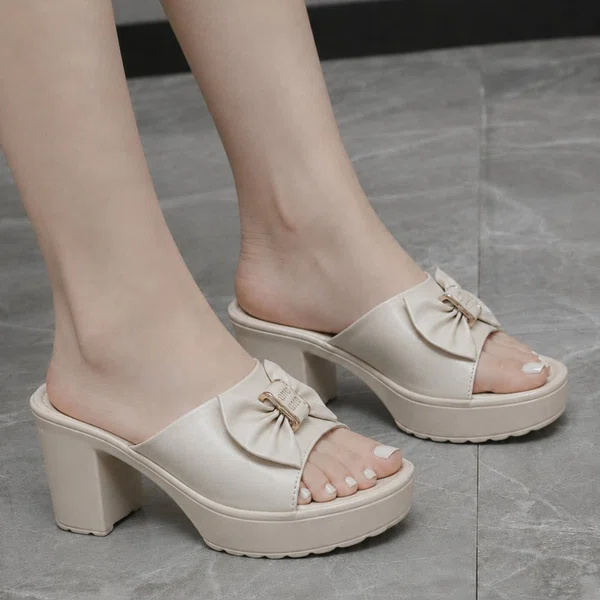 Women's Lightweight EVA Block Heel Sandals - Beige - Available at AfnoBazar Nepal