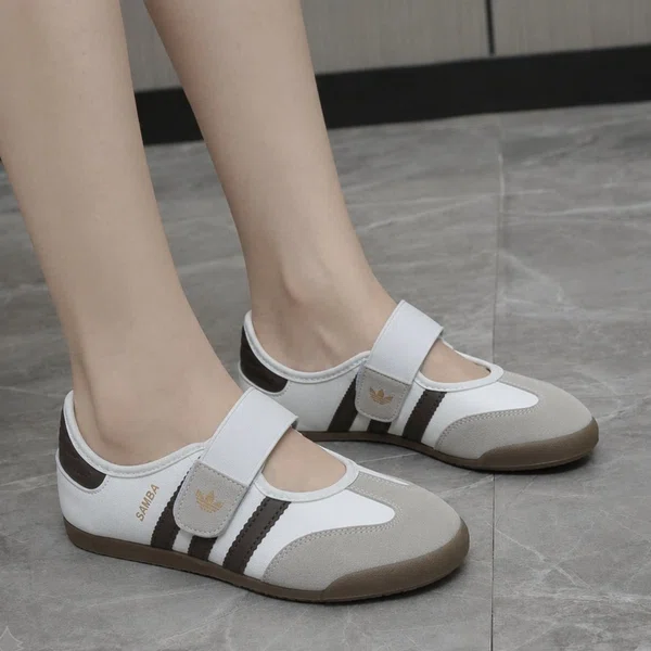 Women's Korean Style Velcro Mary Jane Sneakers - Brown - Available at AfnoBazar Nepal