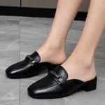 Women's Black Buckle Block Heel Loafers - Available at AfnoBazar Nepal