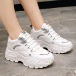 Women's Korean Style Wedge Heel Sneakers - Brown and White - Available at AfnoBazar Nepal