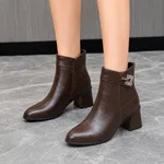 Women's Brown Croc-Texture Leather Buckle Ankle Boots - Available at AfnoBazar Nepal