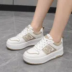Women's Leather Platform Casual Sneakers - Khaki - Available at AfnoBazar Nepal