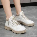 Women's High-Top Lace-Up Platform Sneakers - Beige - Available at AfnoBazar Nepal