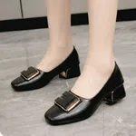 Women's Buckle Block Heel Pumps - Available at AfnoBazar Nepal