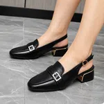 Women's Buckle Slingback Block Heel Loafers - Available at AfnoBazar Nepal