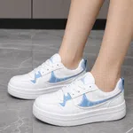 Women's White and Sky Blue Leather Sneakers - Available at AfnoBazar Nepal