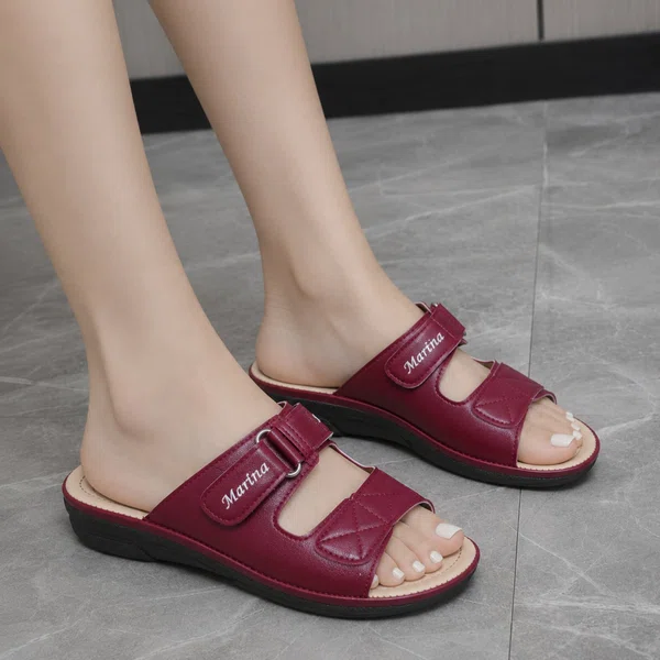 Women's Maroon Orthopedic Arch Support Sandals with Adjustable Strap - Available at AfnoBazar Nepal