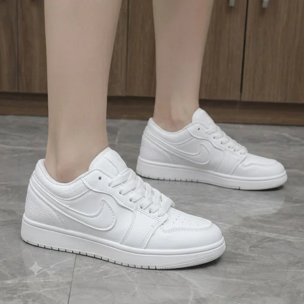 Women's White Leather Lace-Up Sneakers - Available at AfnoBazar Nepal