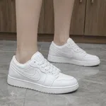 Women's White Leather Lace-Up Sneakers - Available at AfnoBazar Nepal
