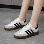 Women's Retro Three-Stripe Sneakers with Dark Gum Sole - White and Black - Available at AfnoBazar Nepal