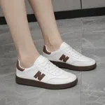 Women's Korean Style White and Brown Low-Top Sneakers - Available at AfnoBazar Nepal