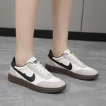 Women's Korean Style Low-Top Sneakers with Gum Sole - White and Black - Available at AfnoBazar Nepal