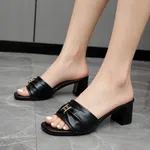 Women's Buckle Block Heel Sandals - Available at AfnoBazar Nepal
