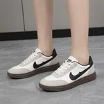 Women's Korean Style Low-Top Sneakers with Gum Sole - White and Black - Available at AfnoBazar Nepal