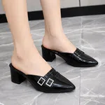 Women's Patent Mule Block Heels - Available at AfnoBazar Nepal