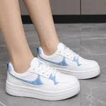 Women's White and Sky Blue Leather Sneakers - Available at AfnoBazar Nepal