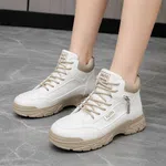 Women's High-Top Lace-Up Platform Sneakers - Beige - Available at AfnoBazar Nepal