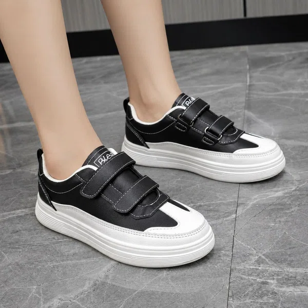 Women's Black and White Strap Platform Sneakers - Available at AfnoBazar Nepal