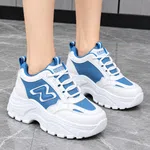 Women's Korean Style Chunky Heel Sneakers - Blue, Black and White - Available at AfnoBazar Nepal