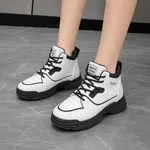 Women's High-Top Lace-Up Platform Sneakers - Black - Available at AfnoBazar Nepal