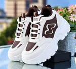 Women's Korean Style Heel Sneakers - Brown - Available at AfnoBazar Nepal