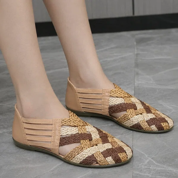 Women's Multicolor Woven Closed Flat Shoes - Available at AfnoBazar Nepal