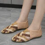Women's Multicolor Woven Closed Flat Shoes - Available at AfnoBazar Nepal