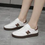 Women's Korean Style White and Brown Low-Top Sneakers - Available at AfnoBazar Nepal