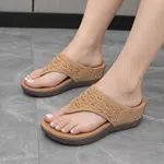 Women's Nude Beige Embroidered Wedge Sandals - Available at AfnoBazar Nepal