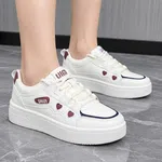 Women's Korean Style Platform Sneakers with Heart Detail - White - Available at AfnoBazar Nepal